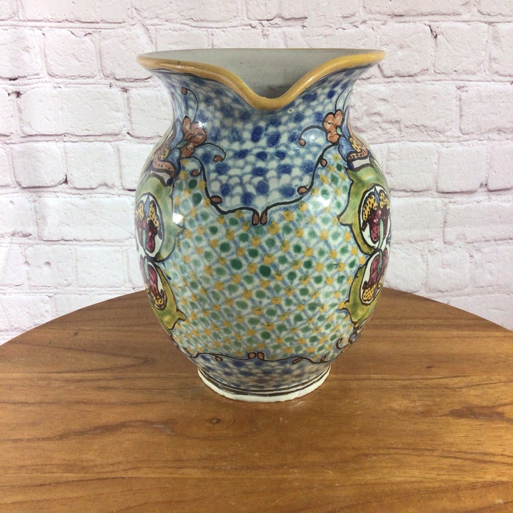 Vintage Hand Painted Mexican Traveler Water Pitcher Artist Signed T. De La Reyna - Picture 3 of 8